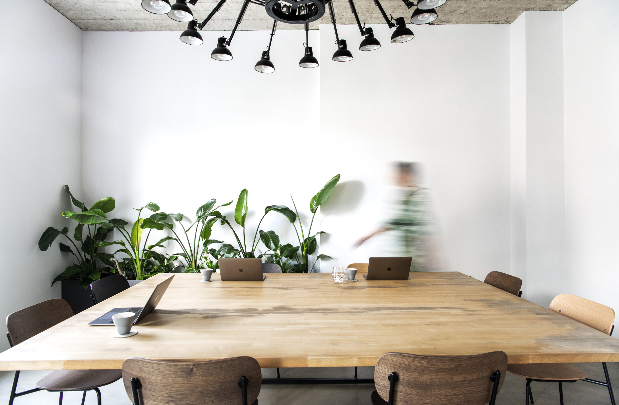 Conference room with custom Moooi lamp at Despark agency HQ in Sofia