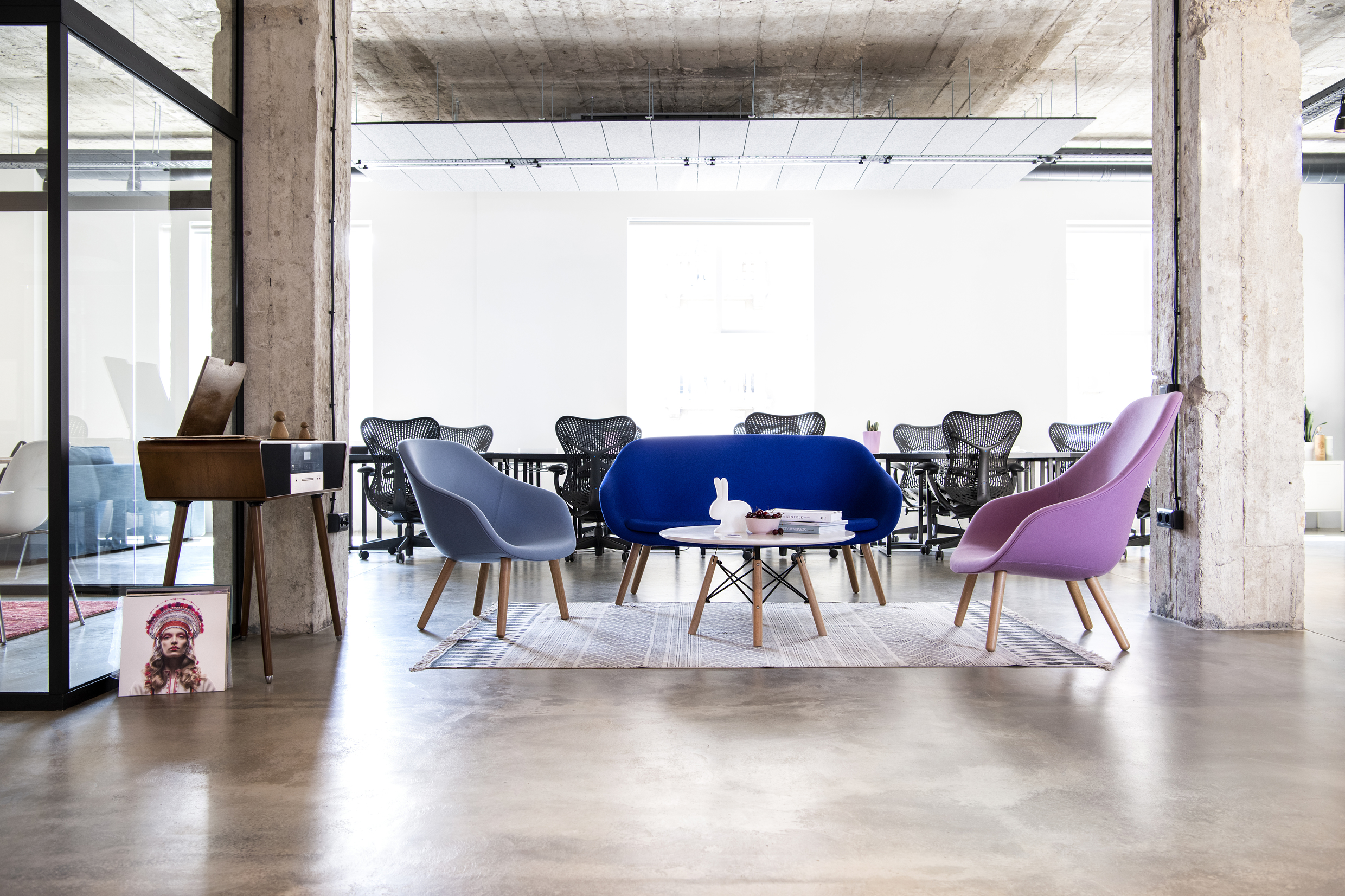 Cosy seating area at Despark agency headquarters, Sofia