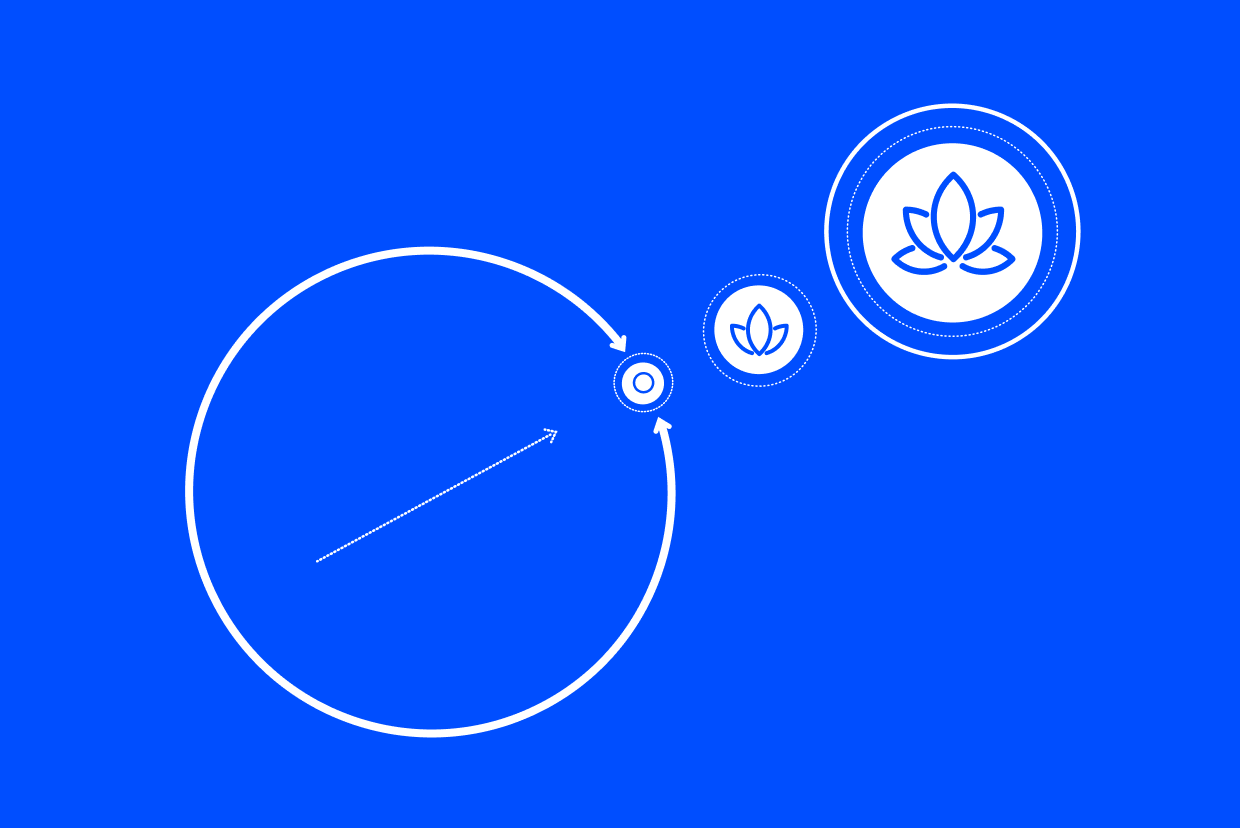 blue background illustration with lotus