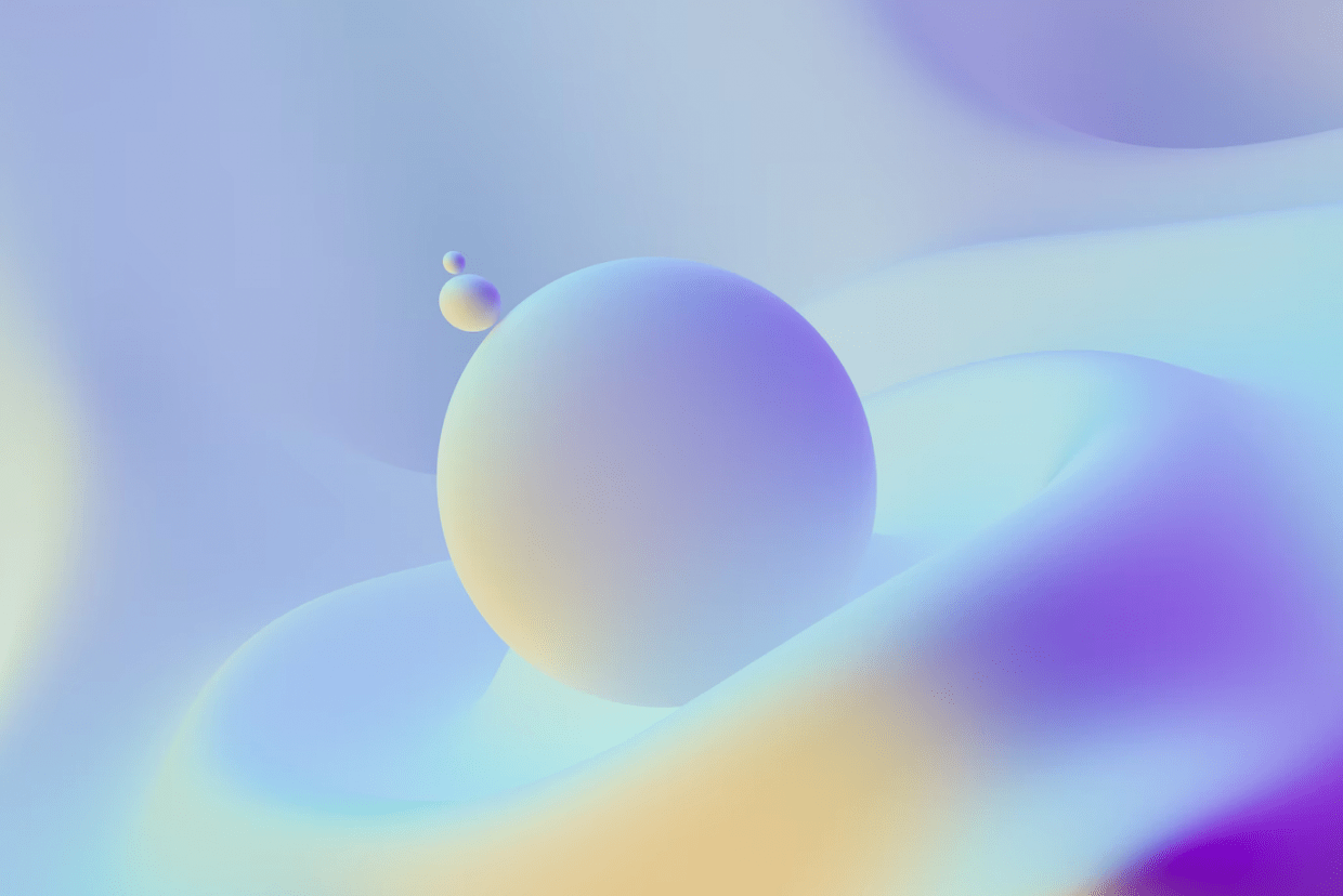 abstract sphere in light blue, purple and orange colors in 3D